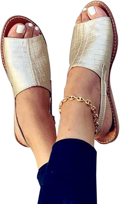 Amazon Co Jp レディースウォーキングサンダルレザーフラットサマーサンダルレディースカジュアルオープンローマンサンダル アウトドアコンフォートビーチサンダルおしゃれ滑り止め通気性下駄ラバ 金 40 ホーム キッチン