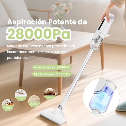 Suirviz U5PRO Cordless Vacuum Cleaner 28000Pa, Handheld and Vertical Lightweight Vacuum Cleaner, Washable HEPA Filter, Anti-Tangle, for Hard Floors, Pets, Home and Car