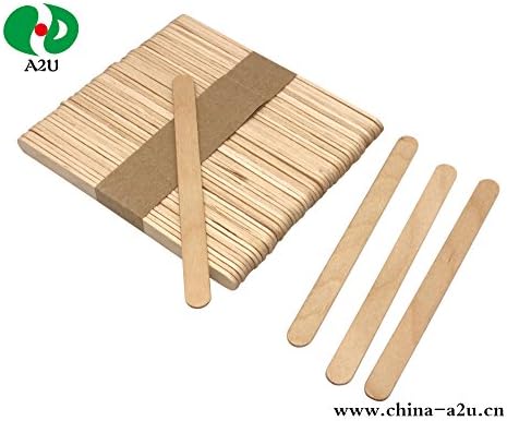 A2U Wooden Tongue Depressor Jumbo Wood Craft Sticks,6 Inch Length,100 Pcs