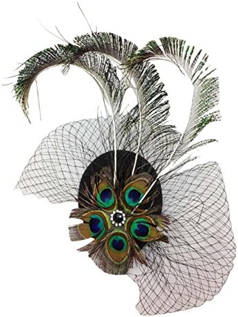 JoyVany Novelty Peacock Eye Peacock Feather Style Bride Veil Hat Prom Headdress Black