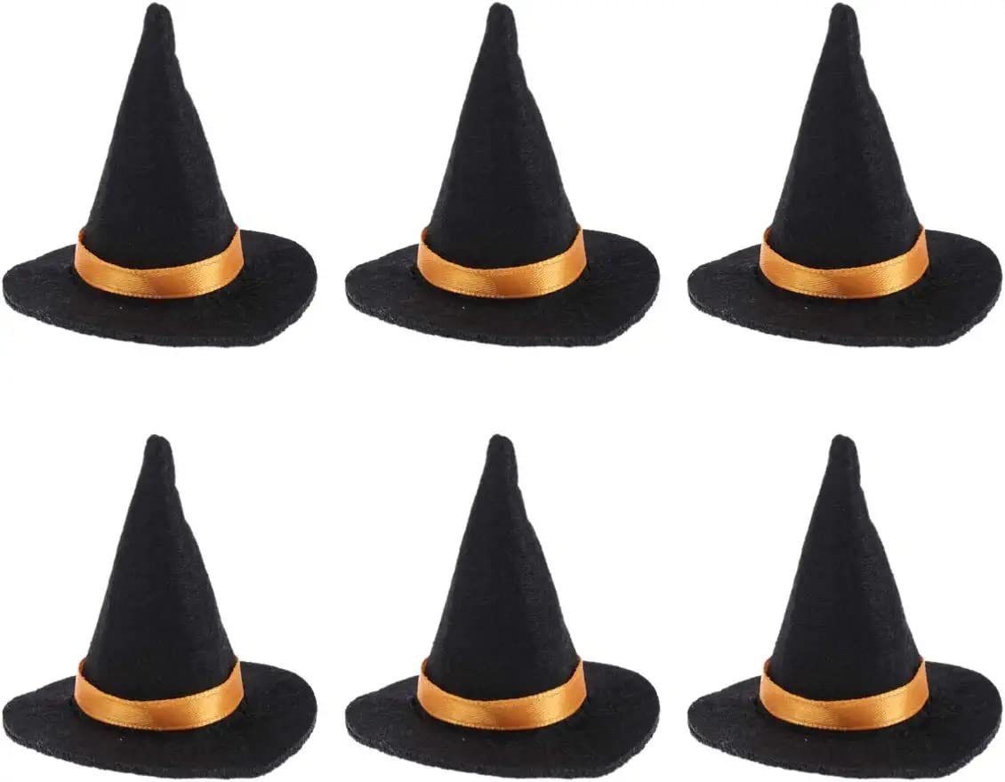 Halloween Mini Felt Witch Hats Wizard Hats Witch Caps Witch Costume Cosplay Props Accessory Wine Bottle Decor for Halloween Party Favors DIY Hair Accessories Crafts Witch Hats for Candy Covers