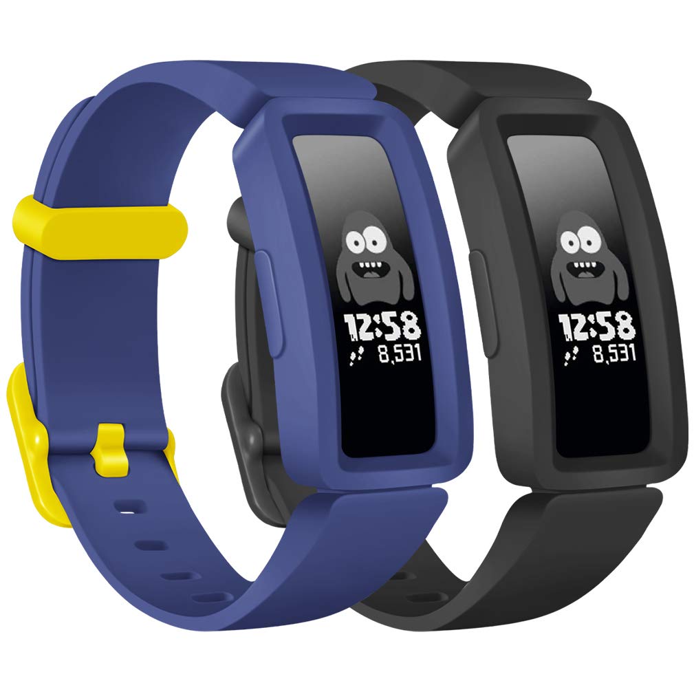 Wepro Compatible with Fitbit Ace 2 and Inspire Soft Silicone Sport Protective Replacement Wrist Bands for Boys and Girls - Black/Night Sky