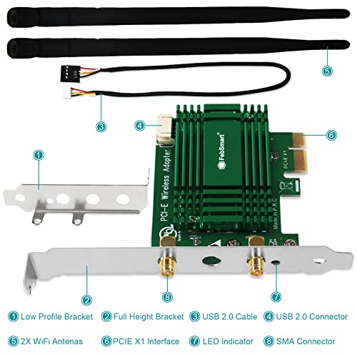 FebSmart WiFi 6 PCIE Wireless Network Adapter for Windows 11, 10 64bit