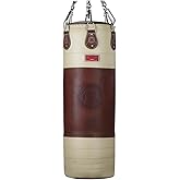 Ringside Heritage 90 lb Genuine Leather Heavy Bag for Boxing MMA Muay Thai | 16 x 48 in, 2.2 mm drum-dyed cowhide, 6 in soft foam liner, reinforced seams; chain &amp; swivel included