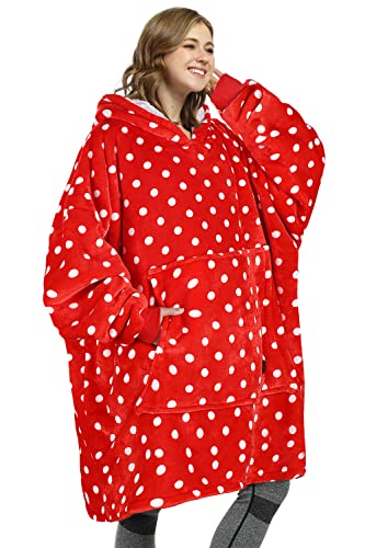 Catalonia Polka Dot Print Oversized Hoodie Blanket