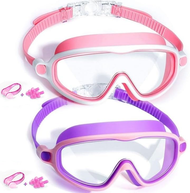ORCHID M® 2 Pack Swimming Goggles for Child, Wide Vision Anti-fog UV Protection and Waterproof Pool,No Leaking Swim Glasses for Men Women Kids for Kids Boys Girls 3-15