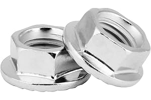 10Pcs M10x1.25mm Fine Thread Hex Flange Nut with Pad Iron Chrome Plated Hexagonal Fastener Hardware Nuts for Home Repair