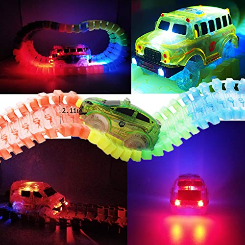 WenSha Track Cars, Toy Cars for Magic Tracks Glow in The Dark,Compatible with Most Tracks Light Up Replacement Car Toys, Glow in The Dark Car Tracks Accessories with 5 Flashing LED Lights, ( 4 Pack ) - Thumbnail 5