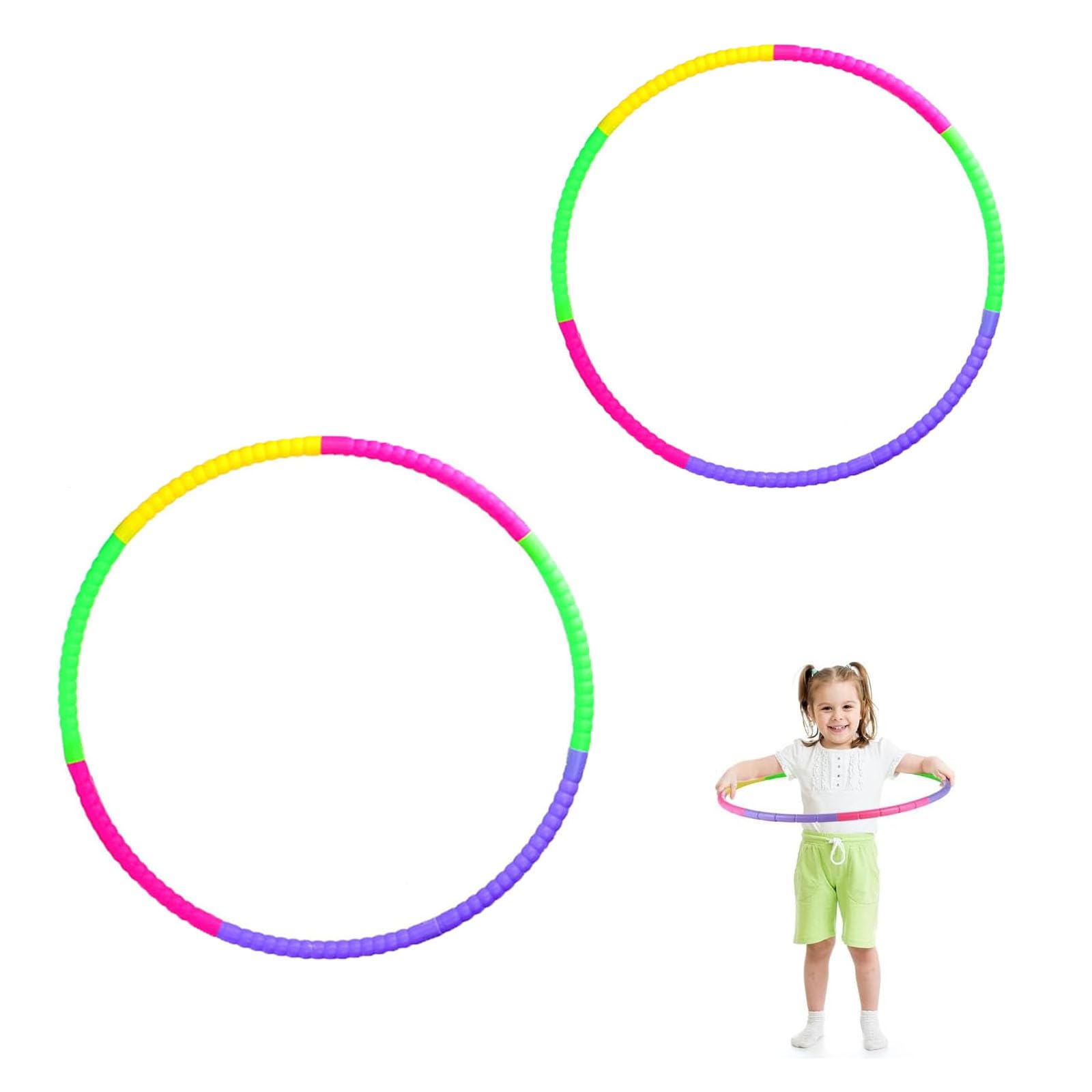 2Pcs Kids Hula Hoops - 8 & 6 Sections Collapsible Hula Hoops, for Dancing Playing Sports Games, Swimming & Pet Training - Weight Loss Fitness & Equipment