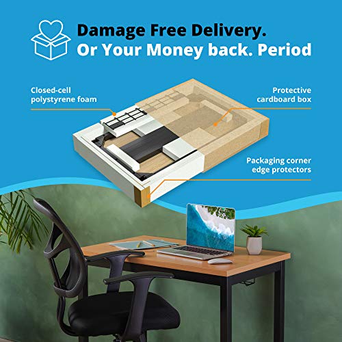 Small Computer Desk with Cable Management Tray, 36in Length, Pear