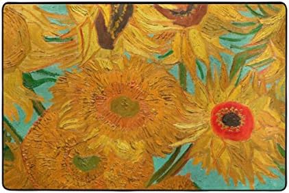 WOOR Van Gogh Sunflowers Living Room Dining Area Rugs 3' x 2' Feet Bed Room Rugs Office Rugs Modern Floor Rug Carpets Home Decor