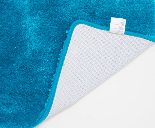 Mary 3 Piece Bathroom Rug Set, Luxury Soft Plush Shaggy Thick Fluffy Microfiber Bath Mat, Countour Rug, Toilet Seat Lid Cover, Non-Slip Rubber Back, Floor Mats Water Absorbent (Turquoise)