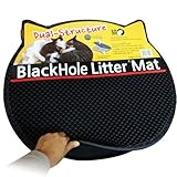Moonshuttle Black Hole Cat Litter Mat, Headshape, Dark Gray