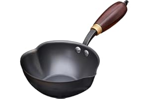 Splashing Oil Pot, 5.51-Inch Hand Forged Uncoated Cast Iron Pots, Heart-Shaped Non Stick Frying Pan, Oil Burning Iron Pot, Ru