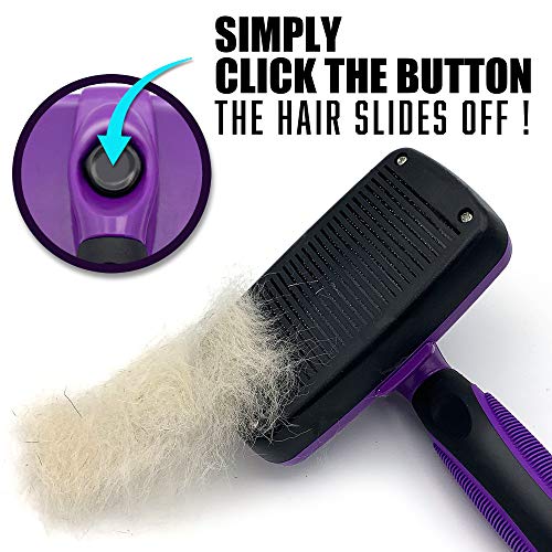 Solid Self-Cleaning Slicker Brush for Dog,Cat, Pets of All Sizes & Hair Lengths, Shedding Grooming Tool, Removes Undercoat, Long Matted Hair, Dander, Dirt, Massages, Improves Circulation