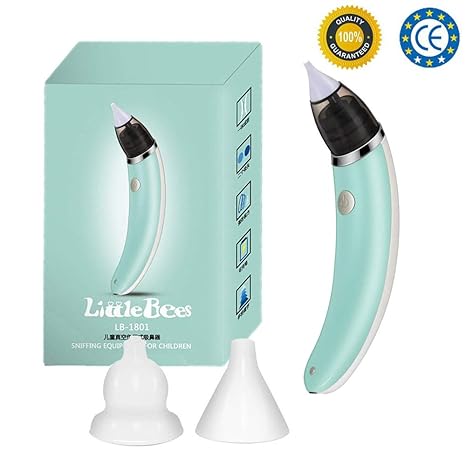 Baby Nasal Aspirator Nasensauger USB Aufladen Nasensekretsauger Elektrischer Nasensauger mit 5 Saugstufen und 2 Größen Siliko