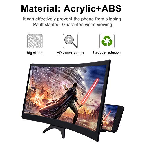 image for GLISTON 12'' 3D Screen Magnifier for Cell Phone, Curved 3D Phone Scree