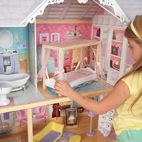 KidKraft Kaylee Wooden Dollhouse, Almost 4 Feet Tall with Elevator, Stairs and 10 Accessories