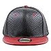 The Hat Depot 1300 Snakeskin PU Leather Snapback Plain Cap (Black Red)