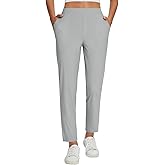 baleaf Womens Travel Pants Lightweight Stretch with Zipper Pockets Petite Ankle Dressy Golf Work Business Casual Slacks