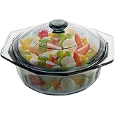 TIPTAP Mini Casserole Dish, Baking Dish with Lid, Oven Safe, Microwave Safe, Fridge Safe, Round Glass Cookware with Handles, Bowls for Kitchen（33.08oz/1L）