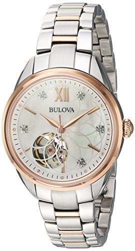 Bulova Women's Automatic Stainless Steel Casual Watch, Color:Two Tone (Model: 98P170)