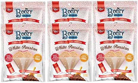 The Boozy Creamery Alcoholic Ice Cream Mix, White Russian, 6-pack (six 90 gram pouches)