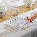 I00000 150PCS Gold plastic dinnerware set,White Gold Square Plates, Disposable Square Gold Plates Includes 25 Dinner Plates 25Dessert Plates 25Cups 25Plastic Cutlery for Christmas Party