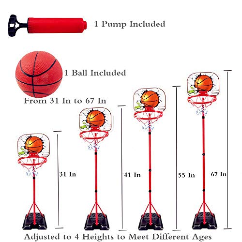 2in1 Basketball Hoop Set for Toddler Adjustable Height Portable Basketball Goal Backboard