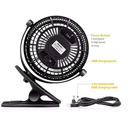 Camping Fan, EasyAcc USB Camping Fan with LED Lantern 2 Speeds Portable