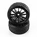 Yiguo Black Plastic 12-Spoke Wheel Rims and Diagonal Pattern Tires for HSP HPI RC 1:10 Drift Car set of 4