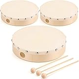 Foraineam 3 Pack 8 Inches Hand Drum Goatskin