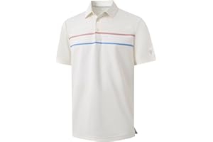 M MAELREG Golf Shirts for Men Short Sleeve Regular Fit Moisture Wicking Performance Casual Striped Print Mens Polo Shirts