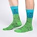 Good Luck Sock Men's Green Dog on Bike Crew Socks - Green, Adult Shoe Size 7-12