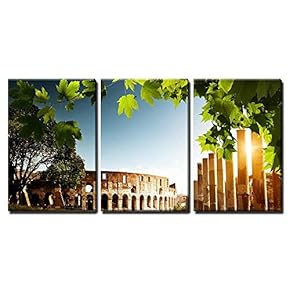 3 Piece Canvas Wall Art - Colosseum in Rome, Italy - Modern Home Art Stretched and Framed Ready to Hang - 16"x24"x3 Panels
