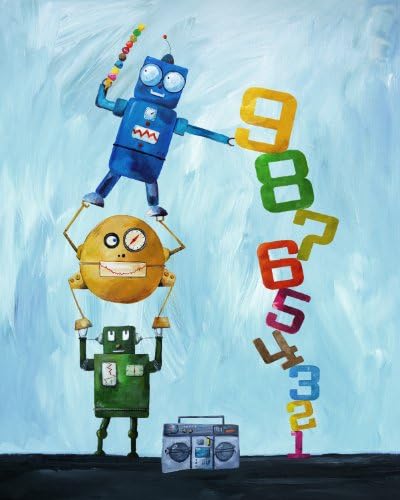 Cici Art Factory Wall Art, Robots Love Numbers, Medium