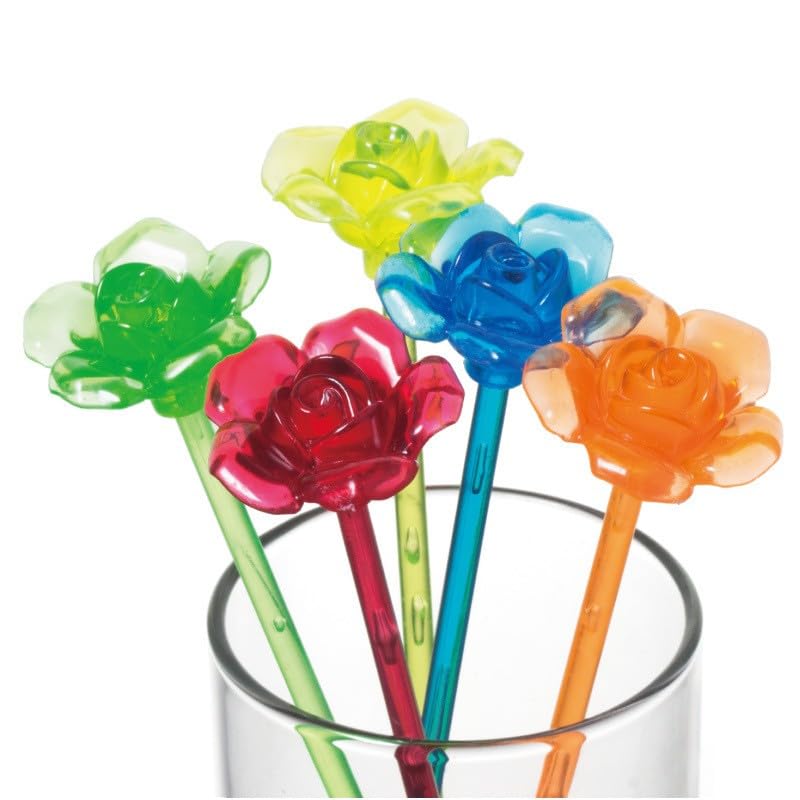 Photo 1 of 30 Pieces Swizzle Sticks Cocktail Stirrers Plastic for Bar, 7.87 Inch Plastic Rose Top Crystal Swizzle Sticks (Multicolor)