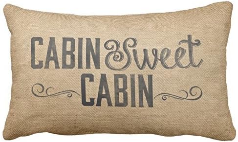 Uoopoo Burlap Vintage Cabin Sweet Cabin Throw Pillow Case Square