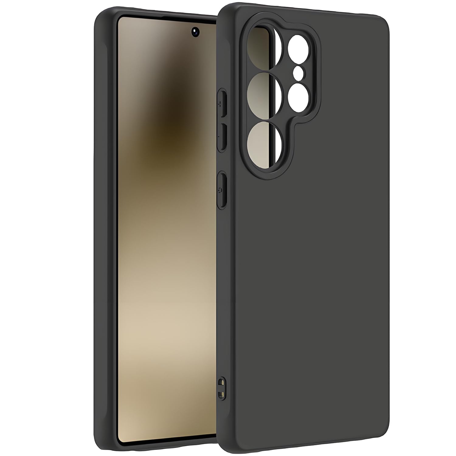 Photo 1 of TENOC Phone Case for Samsung Galaxy S25 Ultra, Black Case Anti-Fingerprint Protective Bumper Matte Cover