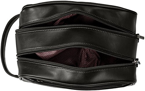 Ben-Sherman-Luggage-Noak-Hill-Collection-Vegan-Leather-Toiletry-Travel-Kit-Shiny-Black-Double-Compartment-Dual