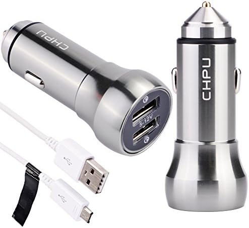 Quick Charge 3.0 48W Car Charger with Dual USB Ports for Samsung Galaxy S8/S7, LG V20,HuaWei, iPhone 7 and More(Gray-WithCable)