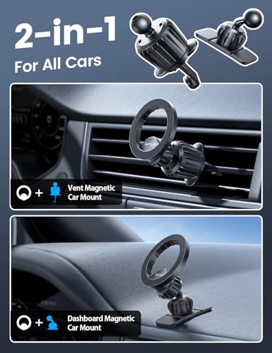 Lamicall Soporte Celular Automóvil mag Safe- [Dashboard or Vent] 20X N55 Magnets, Iman Celular Auto Base Porta Auto Compatible con iPhone 17 16 Pro MAX 15 14 y Otros Dispositivos con Anillo Magnético