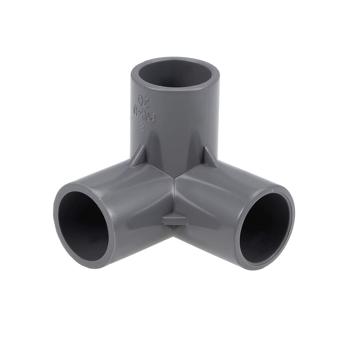 sourcing map 3-Way Elbow Metric PVC Pipe Fitting Furniture Grade 20mm Size Tee Corner Fittings Gray 10Pcs