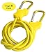 6 Pack Bungee Cord with Carabiner - 60 Inch Premium Tie Down Straps-Superior Latex-Strong Wide Mouth Hooks for Camping Luggage, Boat & Bikes - Yellow