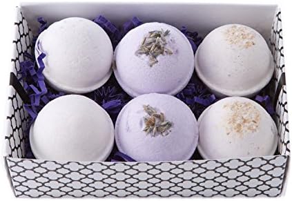Bath Bomb Gift Set w/ Vanilla, Lavender and Oatmeal, Milk & Honey Scented Fizzies Bath Balls | Set of 6, Handmade in USA From Melrose Soaps