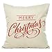 HOSL PSD12 Merry Christmas Cotton Linen Square Decorative Throw Pillow Case Cushion Cover (Set of 4)