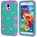 Galaxy S5 Case, KAMII 3 Layers Verge Hybrid Soft Silicone Hard Plastic Triple Quakeproof Drop Resistance Protective Case Cover for Samsung Galaxy S5 (Teal Purple)