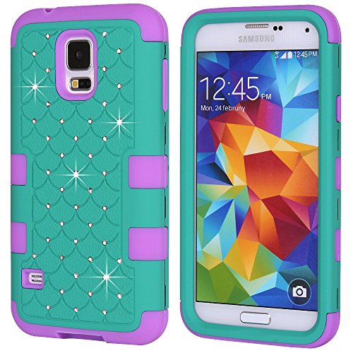 Galaxy S5 Case, KAMII 3 Layers Verge Hybrid Soft Silicone Hard Plastic Triple Quakeproof Drop Resistance Protective Case Cover for Samsung Galaxy S5 (Teal Purple) Galaxy S5 Case, KAMII 3 Layers Verge Hybrid Soft Silicone Hard Plastic Triple Quakeproof Drop Resistance Protective Case Cover for Samsung Galaxy S5 (Teal Purple)