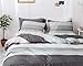 COTEXTURE Quality Bohemian Duvet Cover Set Microfiber 3 Piece Striped Bedding Set Grey Queen Size