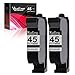 Valuetoner Remanufactured Ink Cartridge Replacement for HP 45 Compatible with Deskjet 1000Cse 1100 1220C/PS 1600 6122 710 720 782 815 820 830 850 870 880 890 895 930 950C 960 970 980C (Black, 2 Pack)
